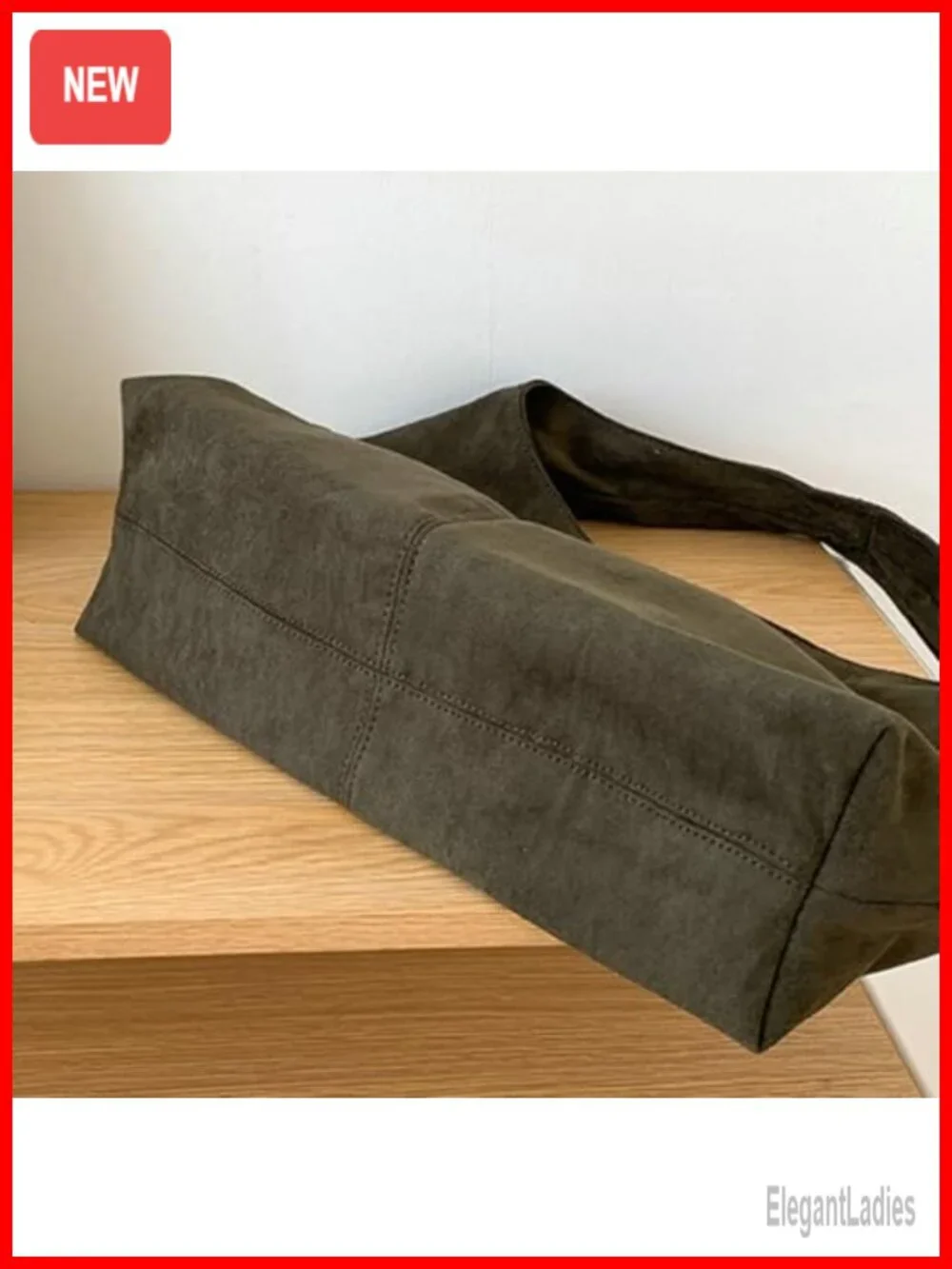 Suede Tote Bag Crescent Shoulder Handbag Underarm Purse Work Bag